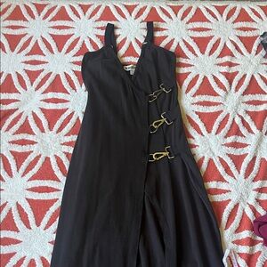 The Ragged Priest Black Maxi Dress with Silver Buckle Detail